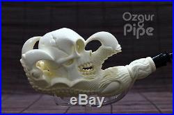 Collectible Skull In Eagle Claw Meerschaum Smoking Pipe Pfeife Handmade Unused