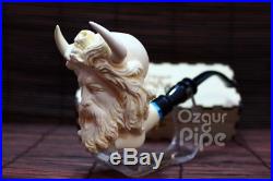 Collectible Vintage Viking With Horn Meerschaum Smoking Pipe Pfeife Handmade