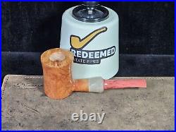 Corey Abb Brown Smooth Poker with Horn Artisan Tobacco Smoking Pipe
