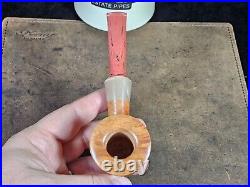 Corey Abb Brown Smooth Poker with Horn Artisan Tobacco Smoking Pipe