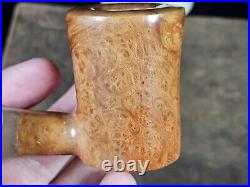 Corey Abb Brown Smooth Poker with Horn Artisan Tobacco Smoking Pipe