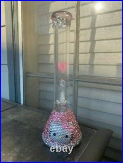 Custom 10'' Hello Kitty Water Pipe Pink Smoking Pipe With ICE catcher