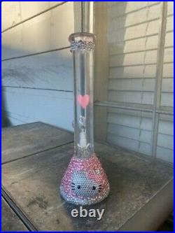 Custom 10'' Hello Kitty Water Pipe Pink Smoking Pipe With ICE catcher