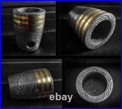 Custom Handmade Damascus Steel Collectible Smoking Pipe with Ashtray and Sheath