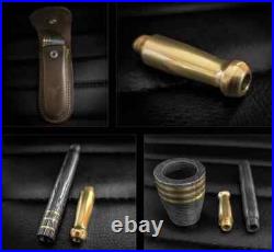 Custom Handmade Damascus Steel Collectible Smoking Pipe with Ashtray and Sheath