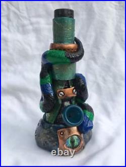 Custom Handmade Steampunk 7 Snake 3rd Eye Water Pipe Glass Bubbler Smoking Bong