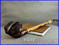 DRAGON CLAW 13.8' Long stem Churchwarden smoking tobacco wooden pipe Gift for hi