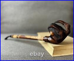 DRAGON CLAW 13.8' Long stem Churchwarden smoking tobacco wooden pipe Gift for hi