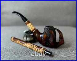 DRAGON CLAW 13.8' Long stem Churchwarden smoking tobacco wooden pipe Gift for hi