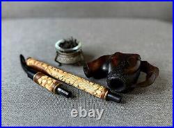 DRAGON CLAW 13.8' Long stem Churchwarden smoking tobacco wooden pipe Gift for hi