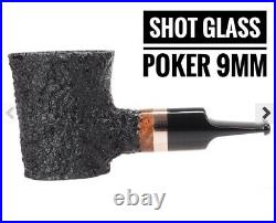Dagner Shot Glass Poker 9mm Black Rusticated tobacco pipe briar new unsmoked
