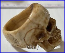 Deer antler hand carved Skull Tobacco Pipe and ring