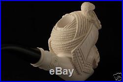 Deluxe Sultan Hand Carved Block Meerschaum Smoking Pipe in a fit CASE 5602 New