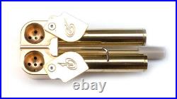 Double Barrel Shaka Brass Smoking Pipe Screenless Built-In Poker Proto Pipe 2.0