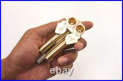 Double Barrel Shaka Brass Smoking Pipe Screenless Built-In Poker Proto Pipe 2.0