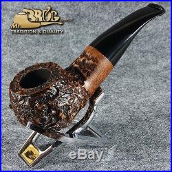 EXCLUSIVE HAND MADE & CARVED BRIAR wood smoking pipe BULLDOG brown