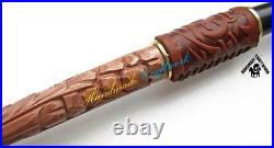 EXTRA-LONG Hand Carved Tobacco Smoking Pipe CLAW + GIFT Metal Filter-Cooler