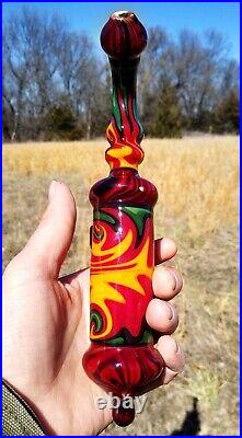 Earth Fire Linework Classic Styled Glass Tobacco Cavalier Pipe
