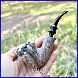 Eric Nording Signature Black Natural Unfinished Freehand Briar Tobacco Pipe NEW
