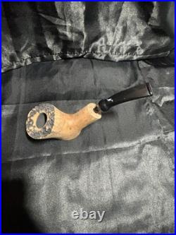 Erik Nording Signature Smooth Black Grain Rustic Freehand Sitting Tobacco Pipe