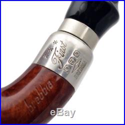 FIRST CALABASH briar smooth tobacco smoking pipe with silver ring by Brebbia