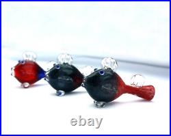 FISH 3 SMALL GLASS CHILLUM SMOKING PIPE ASSORT COLORS 1 3 6 12 48 pcs PGA010