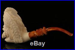 Fancy Sultan Hand Carved Block Meerschaum Smoking Pipe in a fitted CASE 8412