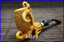 Floral Bowl Eagle's Claw With 925 Silver Ring Meerschaum Smoking Pipe Pfeife