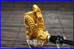 Floral Bowl Eagle's Claw With 925 Silver Ring Meerschaum Smoking Pipe Pfeife