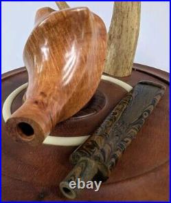 Fluted Freehand Tobacco Smoking Briar Pipe withEbonite Stem by Whitaker Werks