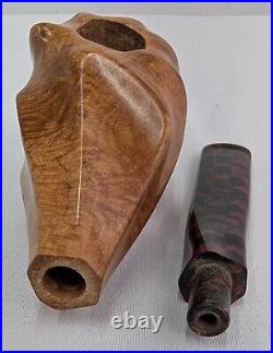Fluted Freehand Tobacco Smoking Briar Pipe with Ebonite Stem by Whitaker Werks
