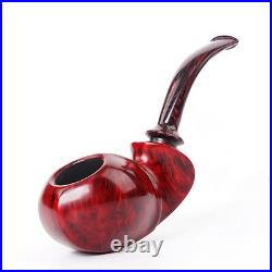 Freehand Briar Wooden Tobacco Pipe Red Cumberland Bent Curved Stem Smoking Pipe