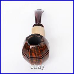 Freehand Tobacco Pipe Red Cumberland Bent Curved Stem Briar Wooden Smoking Pipe