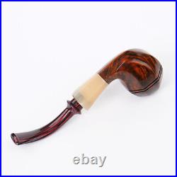 Freehand Tobacco Pipe Red Cumberland Bent Curved Stem Briar Wooden Smoking Pipe