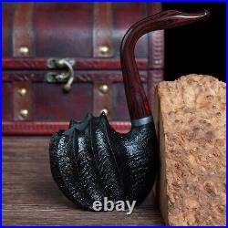 Freehand Tobacco Pipe Sandblasted Briar Pipe Curved Cumberland Stem Black Swan