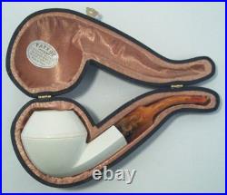 Full Bent Bulldog White Turkish Meerschaum Tobacco Smoking Pipe # 5307K