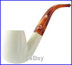 Full Bent White Smooth Turkish Meerschaum Tobacco Smoking Pipe 5317K