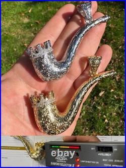 Fully Functional Tobacco Pipe Pendant MOISSANITE Real 925 Silver Iced Hip Hop