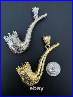 Fully Functional Tobacco Pipe Pendant MOISSANITE Real 925 Silver Iced Hip Hop
