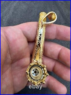 Fully Functional Tobacco Pipe Pendant MOISSANITE Real 925 Silver Iced Hip Hop