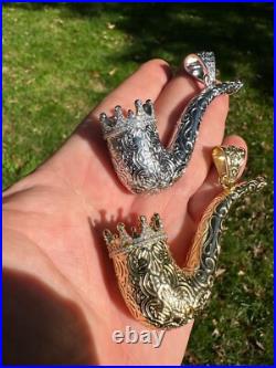 Fully Functional Tobacco Pipe Pendant MOISSANITE Real 925 Silver Iced Hip Hop Fully Functional Tobacco Pipe Pendant MOISSANITE Real 925 Silver Iced Hip Hop