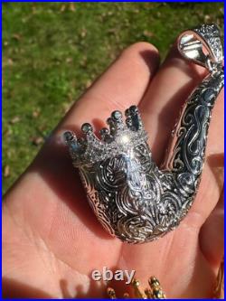 Fully Functional Tobacco Pipe Pendant MOISSANITE Real 925 Silver Iced Hip Hop