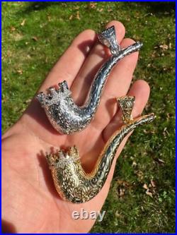 Fully Functional Tobacco Pipe Pendant MOISSANITE Real 925 Silver Iced Hip Hop