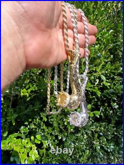 Fully Functional Tobacco Pipe Pendant MOISSANITE Real 925 Silver Iced Hip Hop