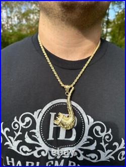 Fully Functional Tobacco Pipe Pendant MOISSANITE Real 925 Silver Iced Hip Hop