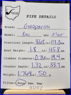 Gasparini Round Ball Briar Italian Tobacco Smoking Pipe, Bag, Box, Unsmoked