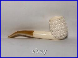 Geniune Block Meerschaum Pipe Hand Carved Lattice Tobacco Pipe With Case