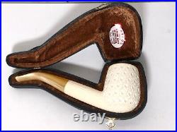 Geniune Block Meerschaum Pipe Hand Carved Lattice Tobacco Pipe With Case
