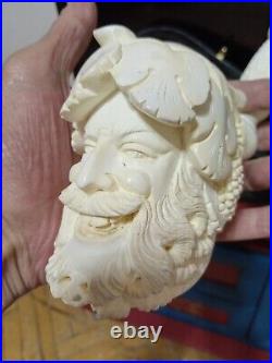 Genuine Meerschaum Hand Carved Bacchus Tobacco Pipe From Eskisehir