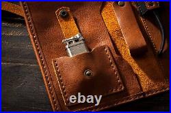 Genuine leather pipe tobacco pouch leather pipe roll leather smoking pipe roll
